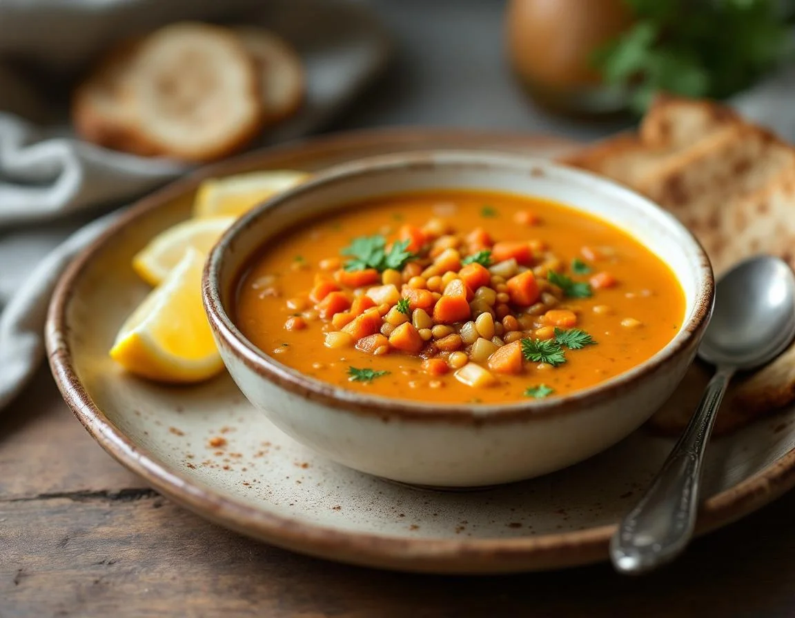 Supă cremă de linte roșie cu chimion